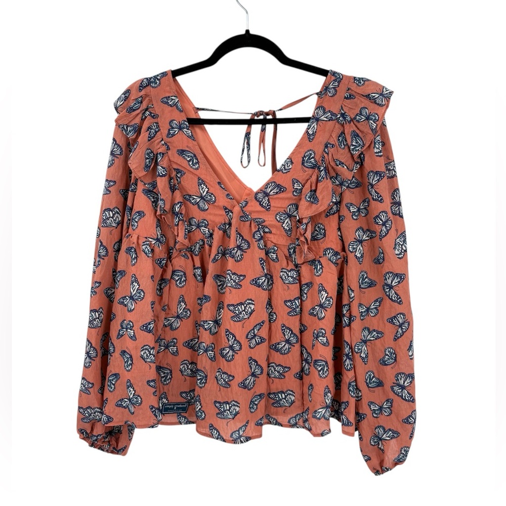 Simply Southern Butterfly Peasant Blouse Medium